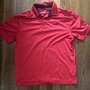 Under Armour Men's Striped Red Polo Shirt